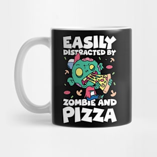 Easily Distracted By Zombie and Pizza - Funny Zombie Mug